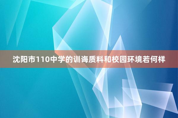 沈阳市110中学的训诲质料和校园环境若何样